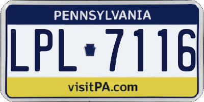 PA license plate LPL7116