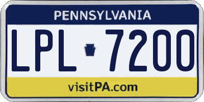 PA license plate LPL7200