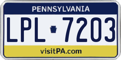 PA license plate LPL7203