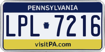 PA license plate LPL7216