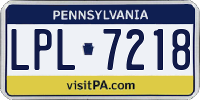 PA license plate LPL7218