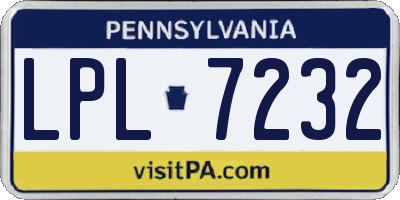 PA license plate LPL7232