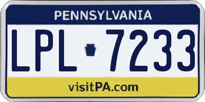 PA license plate LPL7233