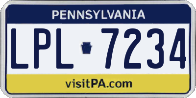 PA license plate LPL7234