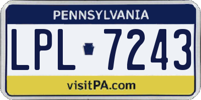 PA license plate LPL7243