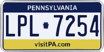 PA license plate LPL7254