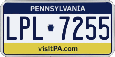 PA license plate LPL7255