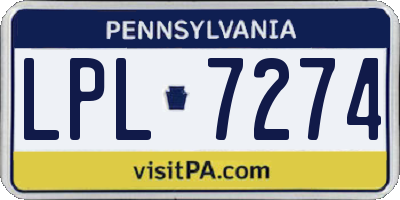 PA license plate LPL7274