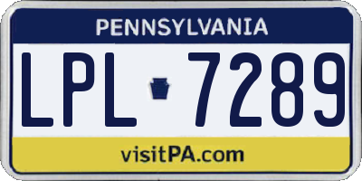 PA license plate LPL7289