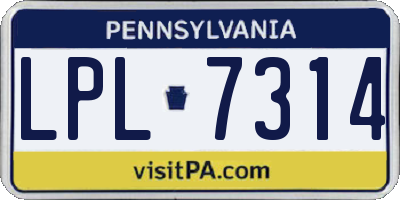 PA license plate LPL7314