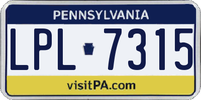 PA license plate LPL7315