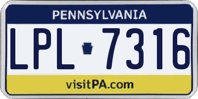 PA license plate LPL7316