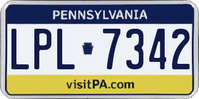 PA license plate LPL7342