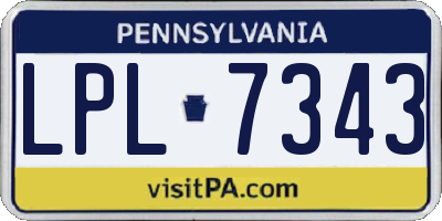 PA license plate LPL7343