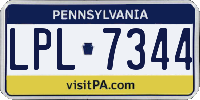 PA license plate LPL7344
