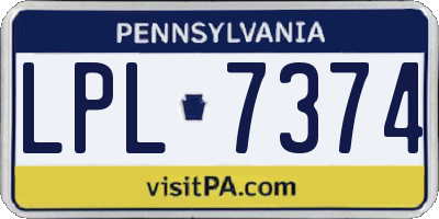 PA license plate LPL7374