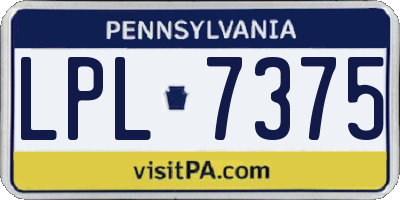 PA license plate LPL7375