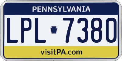 PA license plate LPL7380