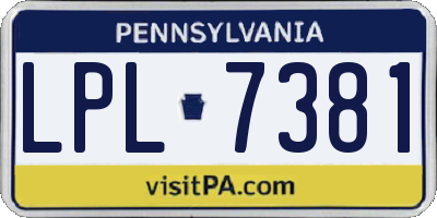 PA license plate LPL7381