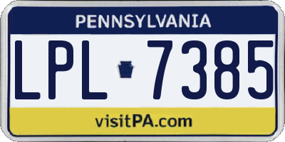 PA license plate LPL7385