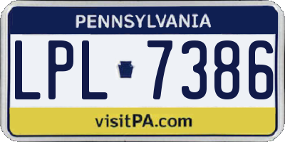 PA license plate LPL7386