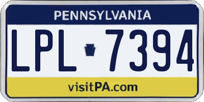 PA license plate LPL7394