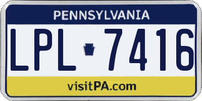 PA license plate LPL7416