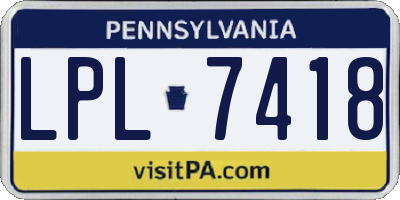 PA license plate LPL7418