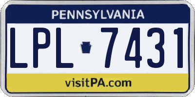 PA license plate LPL7431