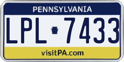 PA license plate LPL7433