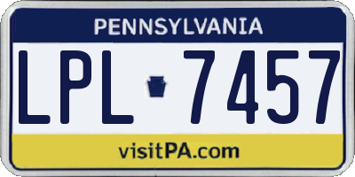 PA license plate LPL7457