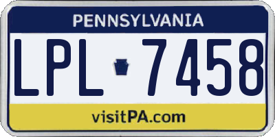 PA license plate LPL7458