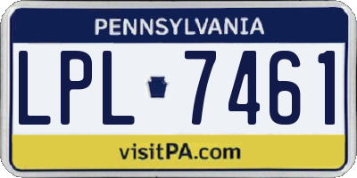PA license plate LPL7461