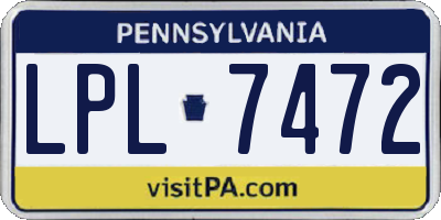 PA license plate LPL7472