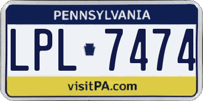 PA license plate LPL7474