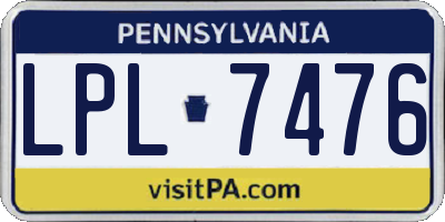 PA license plate LPL7476
