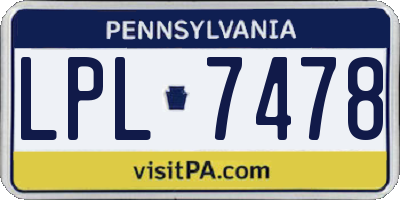 PA license plate LPL7478