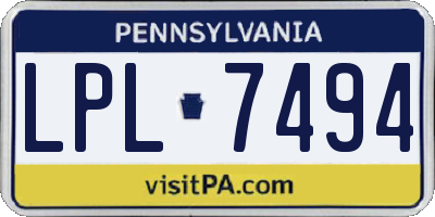 PA license plate LPL7494