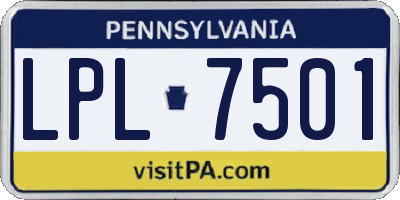 PA license plate LPL7501