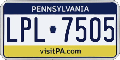 PA license plate LPL7505