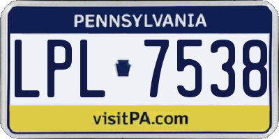 PA license plate LPL7538