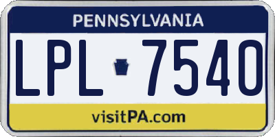 PA license plate LPL7540