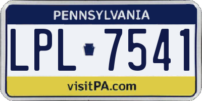 PA license plate LPL7541