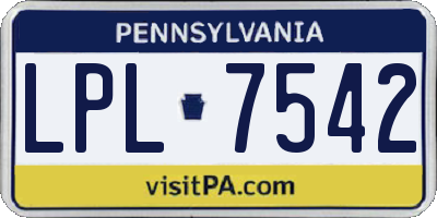 PA license plate LPL7542