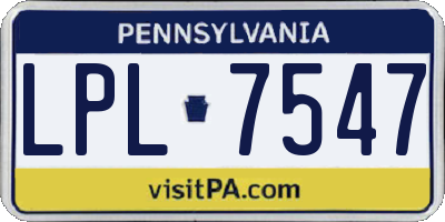 PA license plate LPL7547