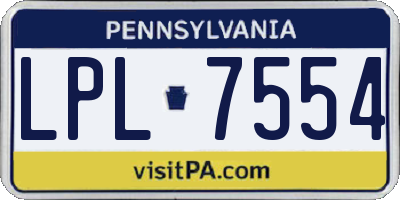 PA license plate LPL7554