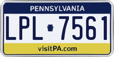 PA license plate LPL7561