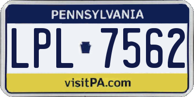 PA license plate LPL7562