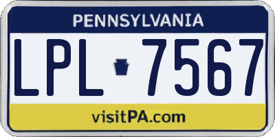 PA license plate LPL7567