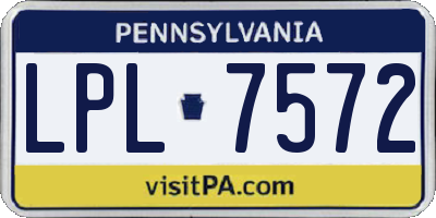 PA license plate LPL7572